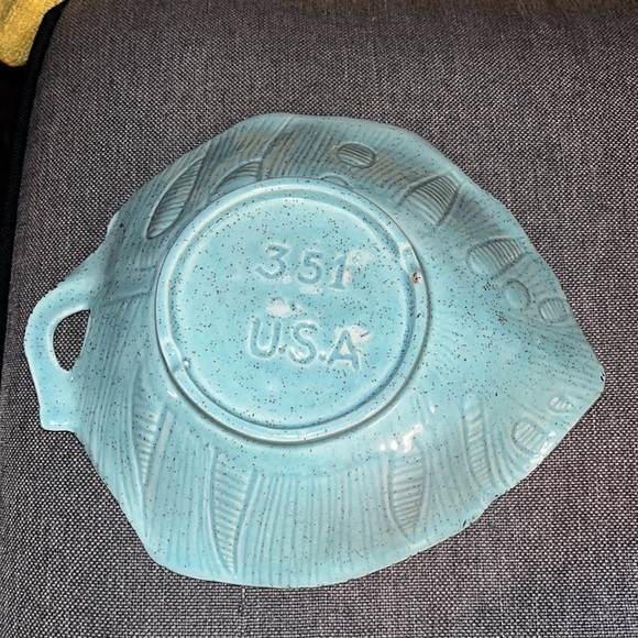 California Pottery Dip Bowl Mid-Century Aqua w/ Gold 7x7" Vtg Rare - Picture 5 of 6